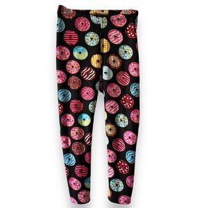 Leggingsphere Women's Donut Printed Highwaist Brushed Leggings Black One Size